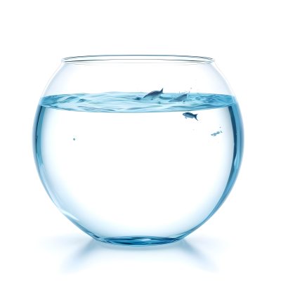 3d Model Fishbowl With Clear Water Transparent Glass Round Shape Smooth Surface Water Level Near The Top Clean And Simple Design White Background Figure Octane Render Volumetric Highly Detailed Videogame Aest 22 60a4