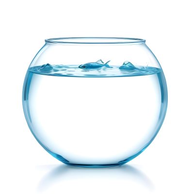 3d Model Fishbowl With Clear Water Transparent Glass Round Shape Smooth Surface Water Level Near The Top Clean And Simple Design White Background Figure Octane Render Volumetric Highly Detailed Videogame Aest 43 2663