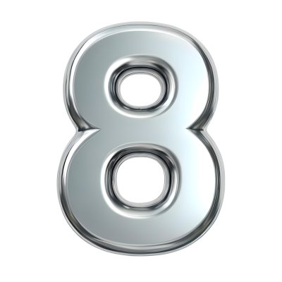 3d Model Silver Number Eight With Rounded Edges Metallic Texture Shiny Surface Smooth Finish Simple Design Isolated On A White Background Studio Lighting Figure Octane Render Volumetric Highly Detailed Videogam 26 6aa0