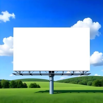 A Blank Billboard In A Green Field With A Blue Sky And White Clouds The Billboard Is White And Rectangular The Field Is Green And Grassy 24 4112