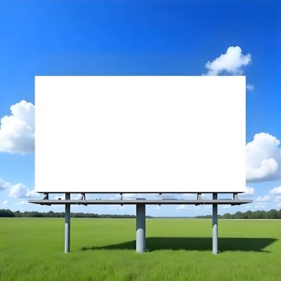 A Blank Billboard In A Green Field With A Blue Sky And White Clouds The Billboard Is White And Rectangular The Field Is Green And Grassy 25 A647