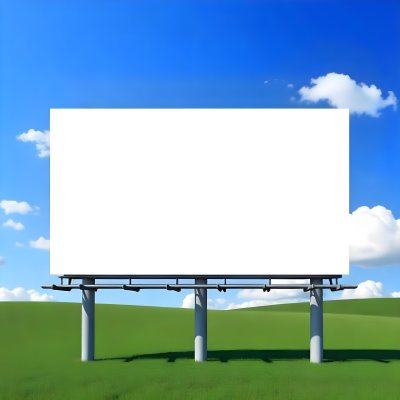 A Blank Billboard In A Green Field With A Blue Sky And White Clouds The Billboard Is White And Rectangular The Field Is Green And Grassy 28 68d8