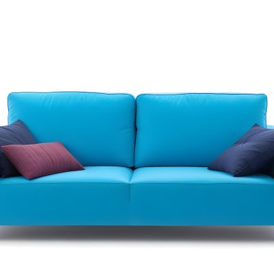 A Blue Sofa With Two Pillows One White And One White In A White Background 12 B8ce
