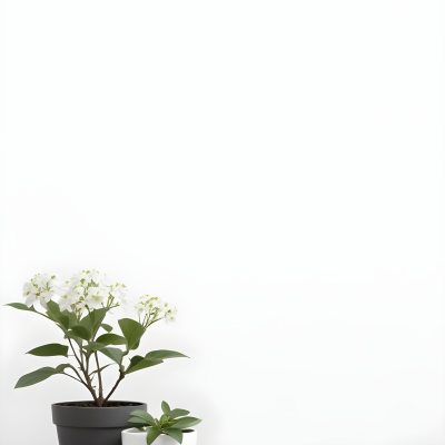 A Bouquet Of White Daisy Like Flowers With Green Leaves In A White Vase On A Plain Background 8 Ddf8
