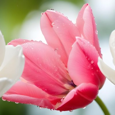 A Close Up Of A Pink Tulip Flower