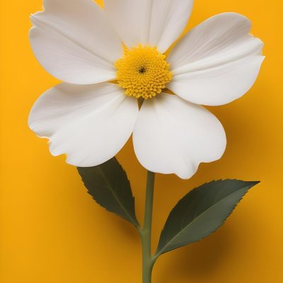 A Close Up Of A White Flower With A Yellow Center On A Yellow Background 23 5823