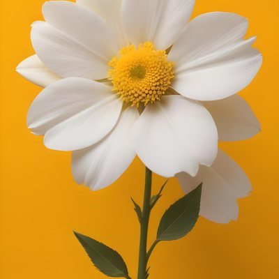 A Close Up Of A White Flower With A Yellow Center On A Yellow Background 3 5720