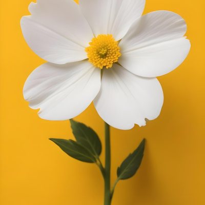 A Close Up Of A White Flower With A Yellow Center On A Yellow Background 30 28f0