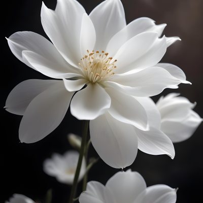 A Close Up Of A White Lily Flower With Delicate Translucent Petals Against A Dark Background 17 9e88