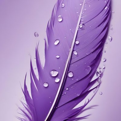 A Close Up View Of A Purple Feather With Water Droplets On Its Surface 2 0d31