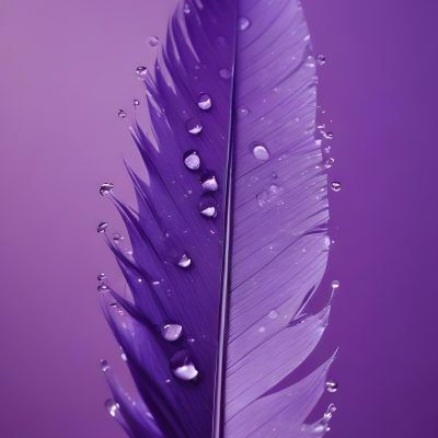 A Close Up View Of A Purple Feather With Water Droplets On Its Surface 3 1b55