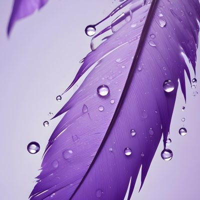 A Close Up View Of A Purple Feather With Water Droplets On Its Surface 4 1b1f