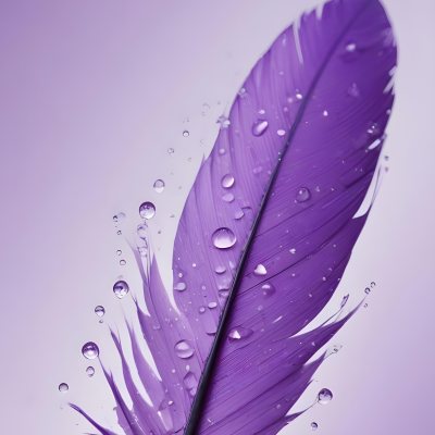 A Close Up View Of A Purple Feather With Water Droplets On Its Surface 7 E332