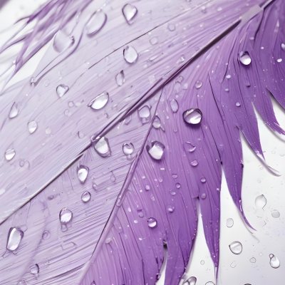 A Close Up View Of A Purple Feather With Water Droplets On Its Surface 9 Cbd0