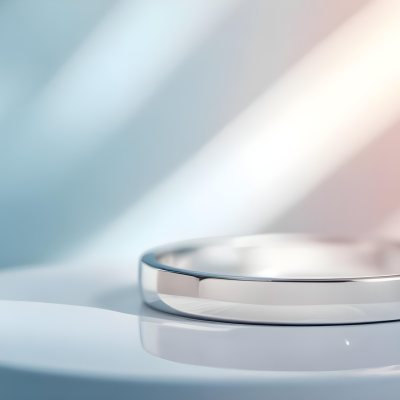 A Close Up View Of A Silver Metal Ring Or Band On A Reflective Surface 12 E4b2