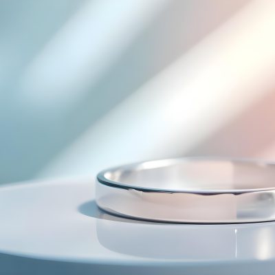 A Close Up View Of A Silver Metal Ring Or Band On A Reflective Surface 14 E0a7