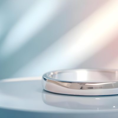 A Close Up View Of A Silver Metal Ring Or Band On A Reflective Surface 15 D498