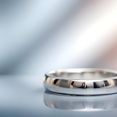 A Close Up View Of A Silver Metal Ring Or Band On A Reflective Surface 2 5a97