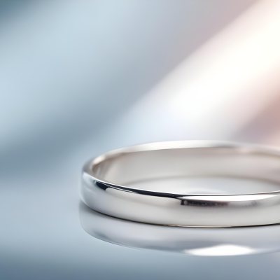 A Close Up View Of A Silver Metal Ring Or Band On A Reflective Surface 9 59a9