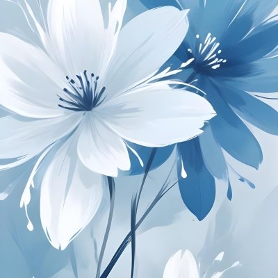 A Close Up View Of Large Delicate White Flowers With Soft Blue Petals Against A Pale Blue Background 12 Efc5
