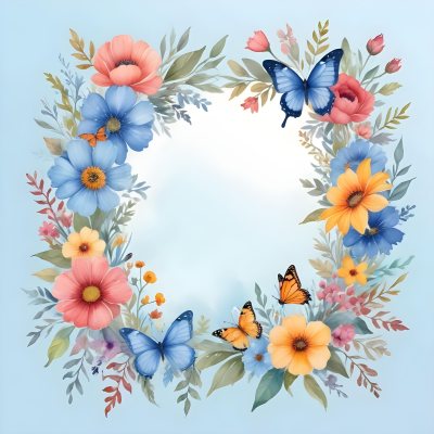 A Colorful Floral Frame With Vibrant Orange Yellow And Purple Flowers Surrounded By Green Leaves And Foliage Against A Dark Green Background 710 Db90