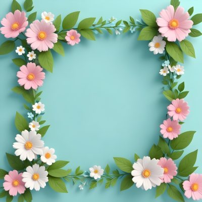 A Colorful Floral Frame With Vibrant Orange Yellow And Purple Flowers Surrounded By Green Leaves And Foliage Against A Dark Green Background 84 2304