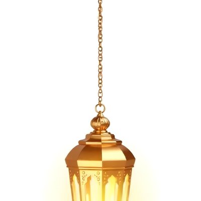 A Golden Ramadan Lantern Hanging From A Chain Ornate Design Warm Glow Emanating From Within Isolated On A White Background Festive Decoration 13 4118