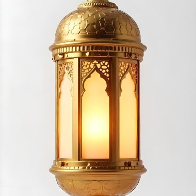 A Golden Ramadan Lantern Hanging From A Chain Ornate Design Warm Glow Emanating From Within Isolated On A White Background Festive Decoration 18 5c48