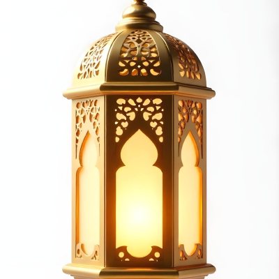 A Golden Ramadan Lantern Hanging From A Chain Ornate Design Warm Glow Emanating From Within Isolated On A White Background Festive Decoration 8 E116