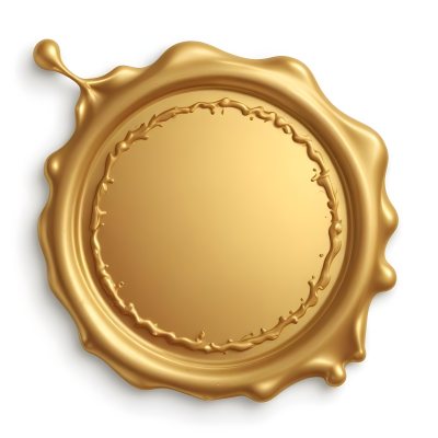 A Golden Wax Seal Or Stamp With A Circular Shape And A Textured Surface 11 24f1