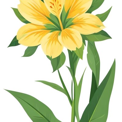 A Large Yellow And Green Flower With Long Green Leaves Likely A Tulip Or Similar Flower The Flower Has A Vibrant Detailed Appearance With Intricate Petals And A Prominent Center The Background 50 D393