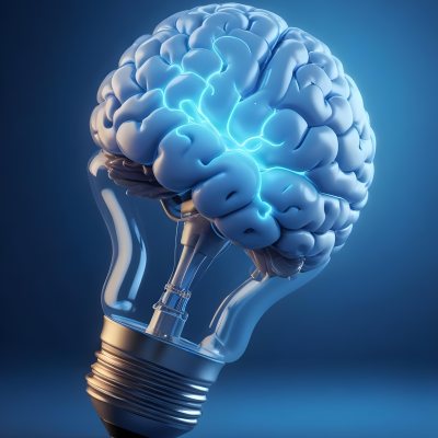 A Light Bulb With A Brain Inside The Brain Is Blue And Glowing The Background Is Blue And Gradient 8 Cb9d