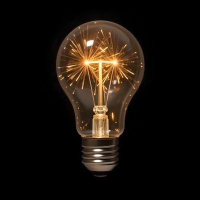 A Light Bulb With Sparks Inside The Background Is Completely Black The Light Bulb Is In The Center Of The Image 1 F36d