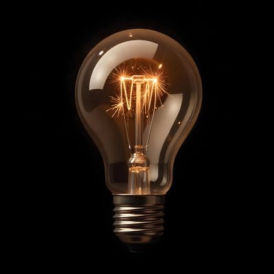 A Light Bulb With Sparks Inside The Background Is Completely Black The Light Bulb Is In The Center Of The Image 12 B24c