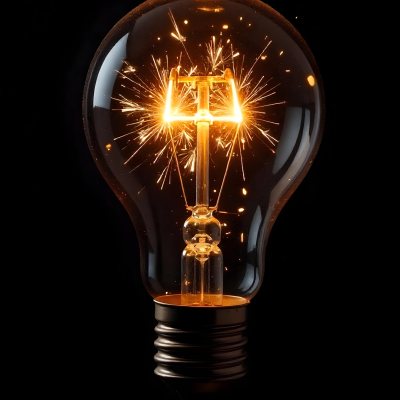 A Light Bulb With Sparks Inside The Background Is Completely Black The Light Bulb Is In The Center Of The Image 13 F6ce