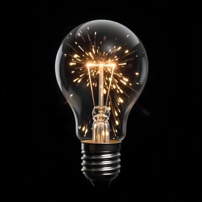 A Light Bulb With Sparks Inside The Background Is Completely Black The Light Bulb Is In The Center Of The Image 14 9191