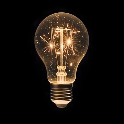 A Light Bulb With Sparks Inside The Background Is Completely Black The Light Bulb Is In The Center Of The Image 2 22fe