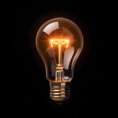 A Light Bulb With Sparks Inside The Background Is Completely Black The Light Bulb Is In The Center Of The Image 3 601d
