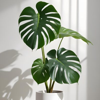 A Monstera Leaf In A White Vase The Background Is A White Wall With A Shadow 14 61c3
