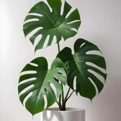 A Monstera Leaf In A White Vase The Background Is A White Wall With A Shadow 9 6eb7