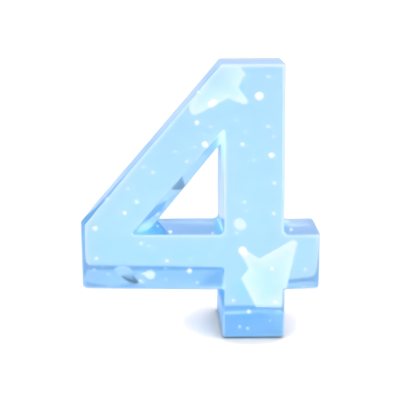 A Number Four Made Of Ice White Color Frozen Texture Isolated On A White Background Clear Details Studio Shot 14 9270