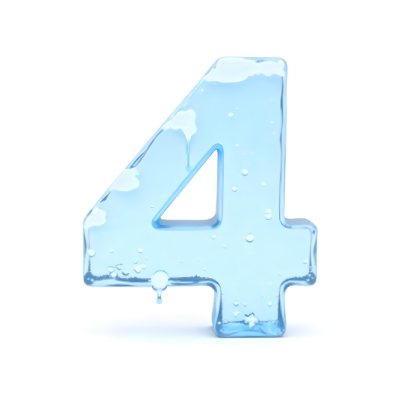 A Number Four Made Of Ice White Color Frozen Texture Isolated On A White Background Clear Details Studio Shot 18 5b32