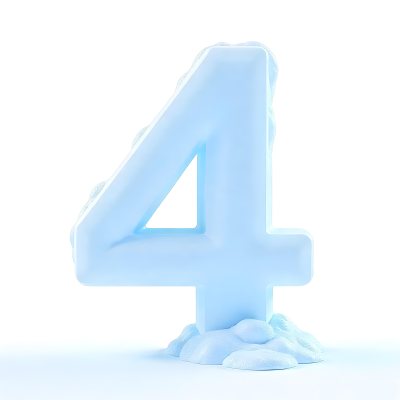 A Number Four Made Of Ice White Color Frozen Texture Isolated On A White Background Clear Details Studio Shot 2 1116