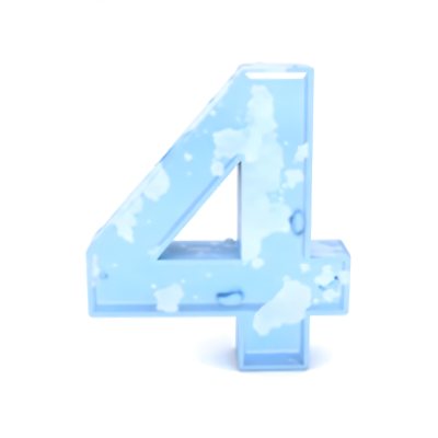 A Number Four Made Of Ice White Color Frozen Texture Isolated On A White Background Clear Details Studio Shot 23 8d7a