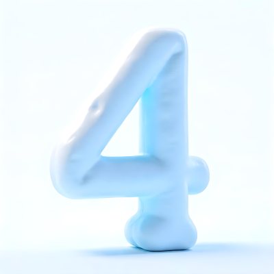 A Number Four Made Of Ice White Color Frozen Texture Isolated On A White Background Clear Details Studio Shot 26 52a0
