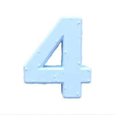 A Number Four Made Of Ice White Color Frozen Texture Isolated On A White Background Clear Details Studio Shot 33 0c86