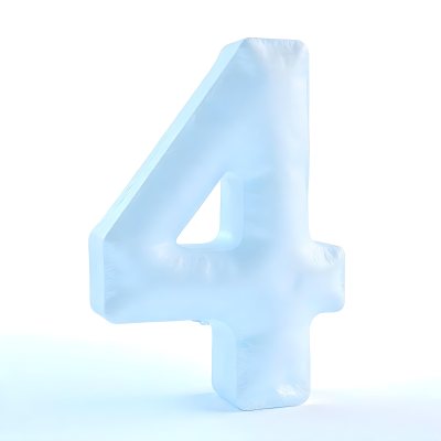 A Number Four Made Of Ice White Color Frozen Texture Isolated On A White Background Clear Details Studio Shot 35 Cc4e