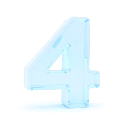 A Number Four Made Of Ice White Color Frozen Texture Isolated On A White Background Clear Details Studio Shot 8 28fb