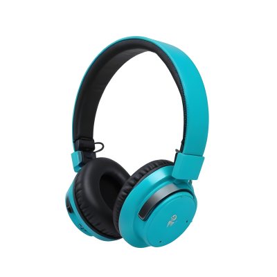 A Pair Of Turquoise And Black Wireless Headphones With A Padded Headband And Earcups Isolated On A Black Background 16 0dc5