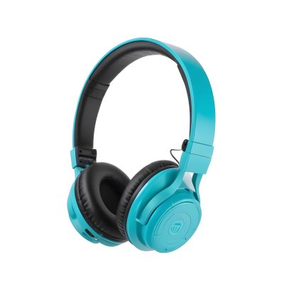 A Pair Of Turquoise And Black Wireless Headphones With A Padded Headband And Earcups Isolated On A Black Background 18 85fd
